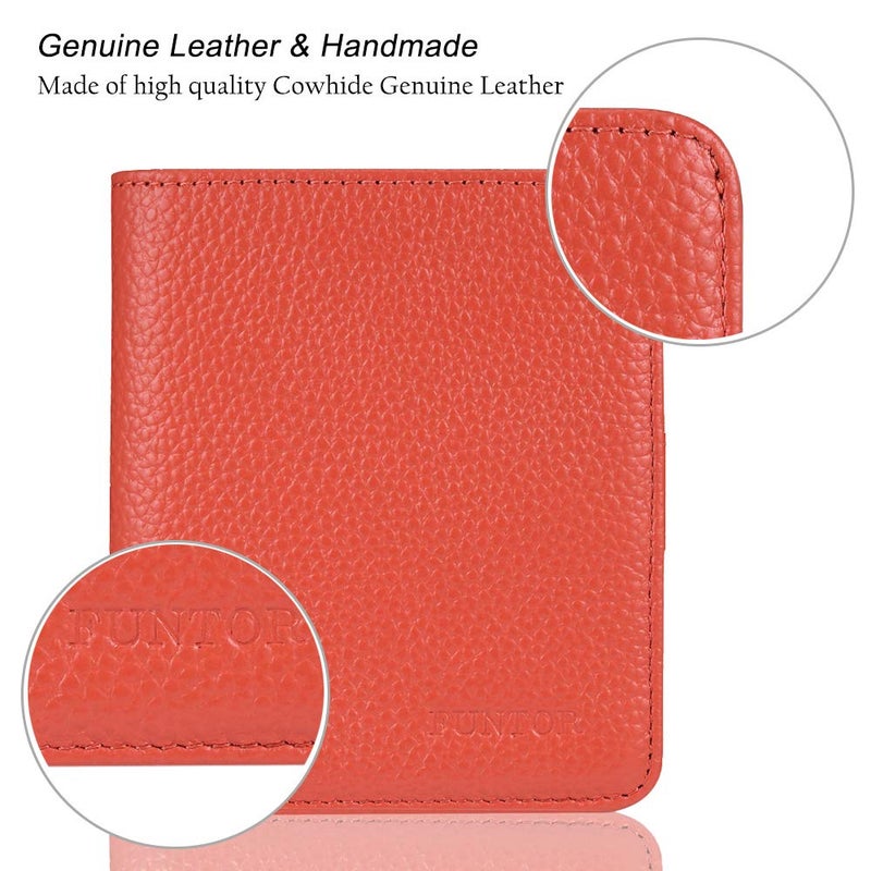 FT FUNTOR FUNTOR Small Wallets for Women, Ladies Small Compact Bifold Pocket RFID Blocking Genuine Leather Wallet for Women, Orange - Image 5
